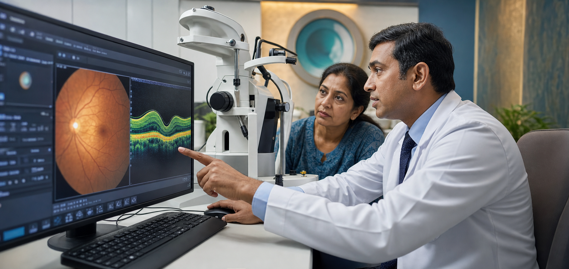 Retina imaging review with an eye specialist